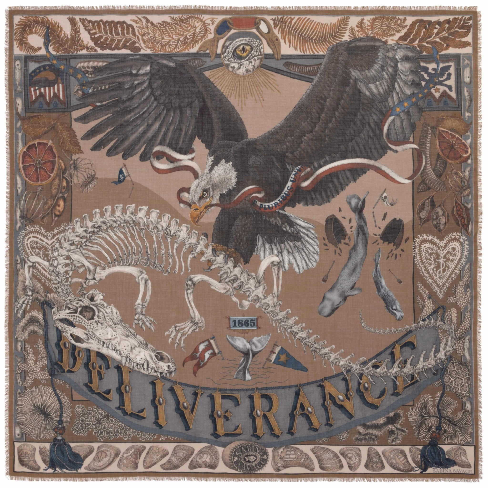 The Scrimshaw Skeleton Cashmere Shawl in Kelp Canvas | Sabina Savage