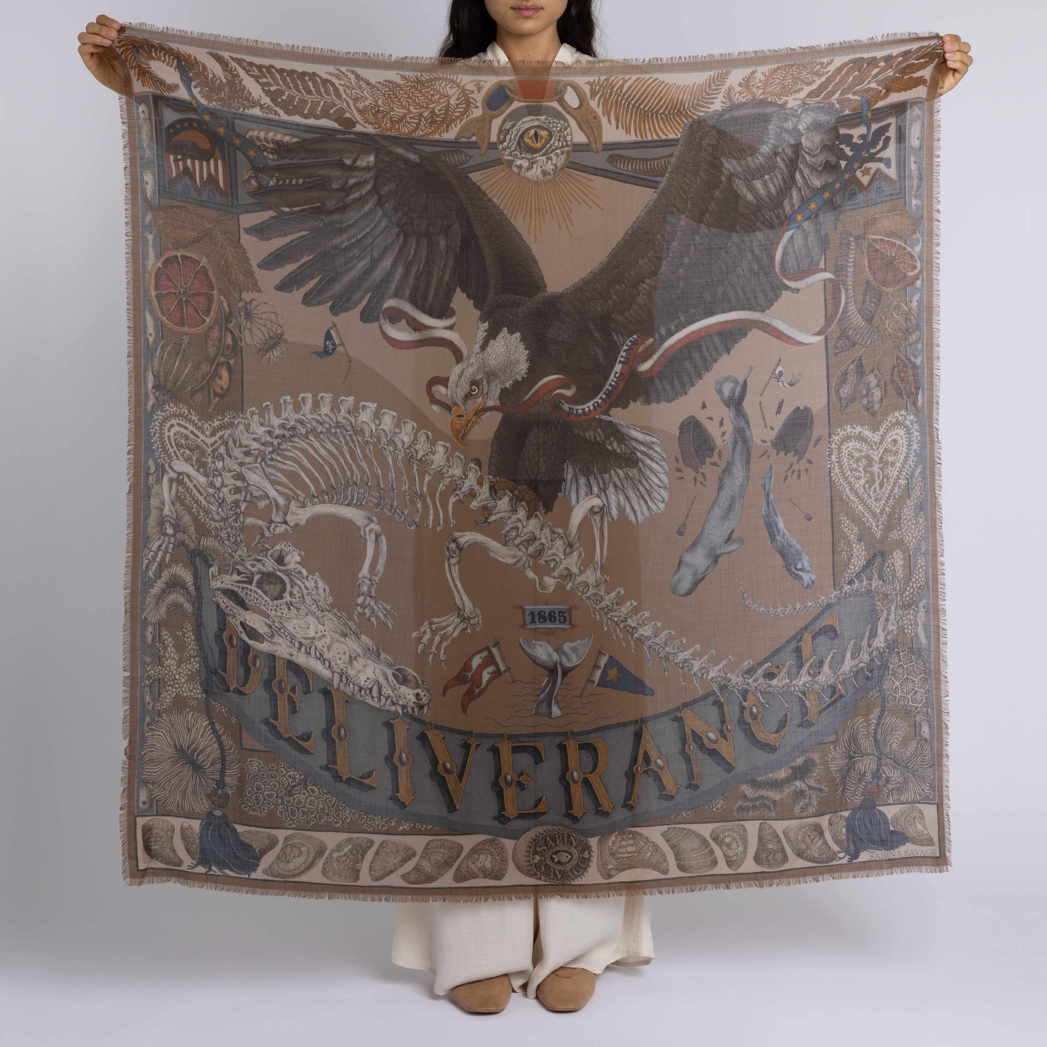The Scrimshaw Skeleton Cashmere Shawl in Kelp Canvas | Sabina Savage