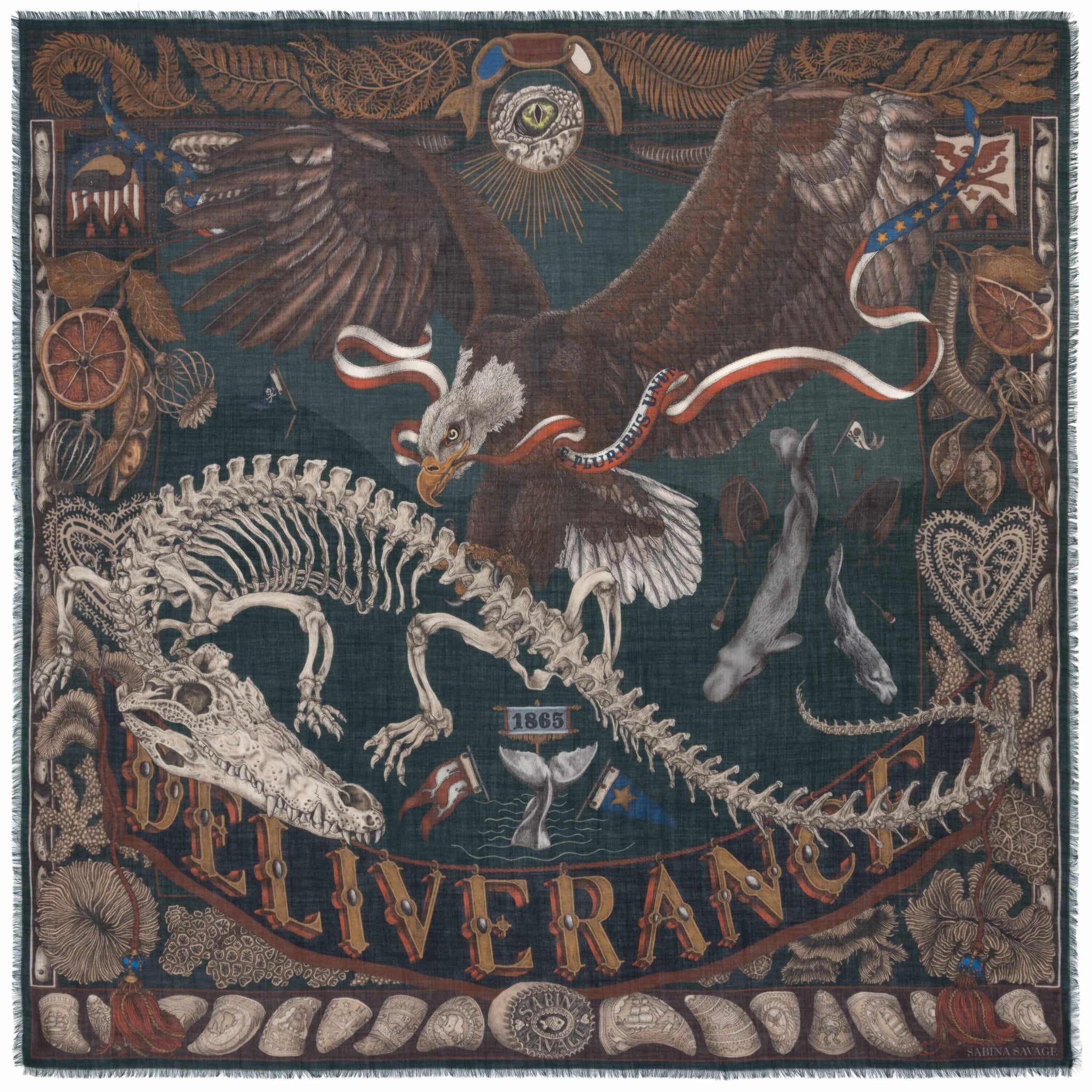 The Scrimshaw Skeleton Cashmere Shawl in Kelp Canvas | Sabina Savage