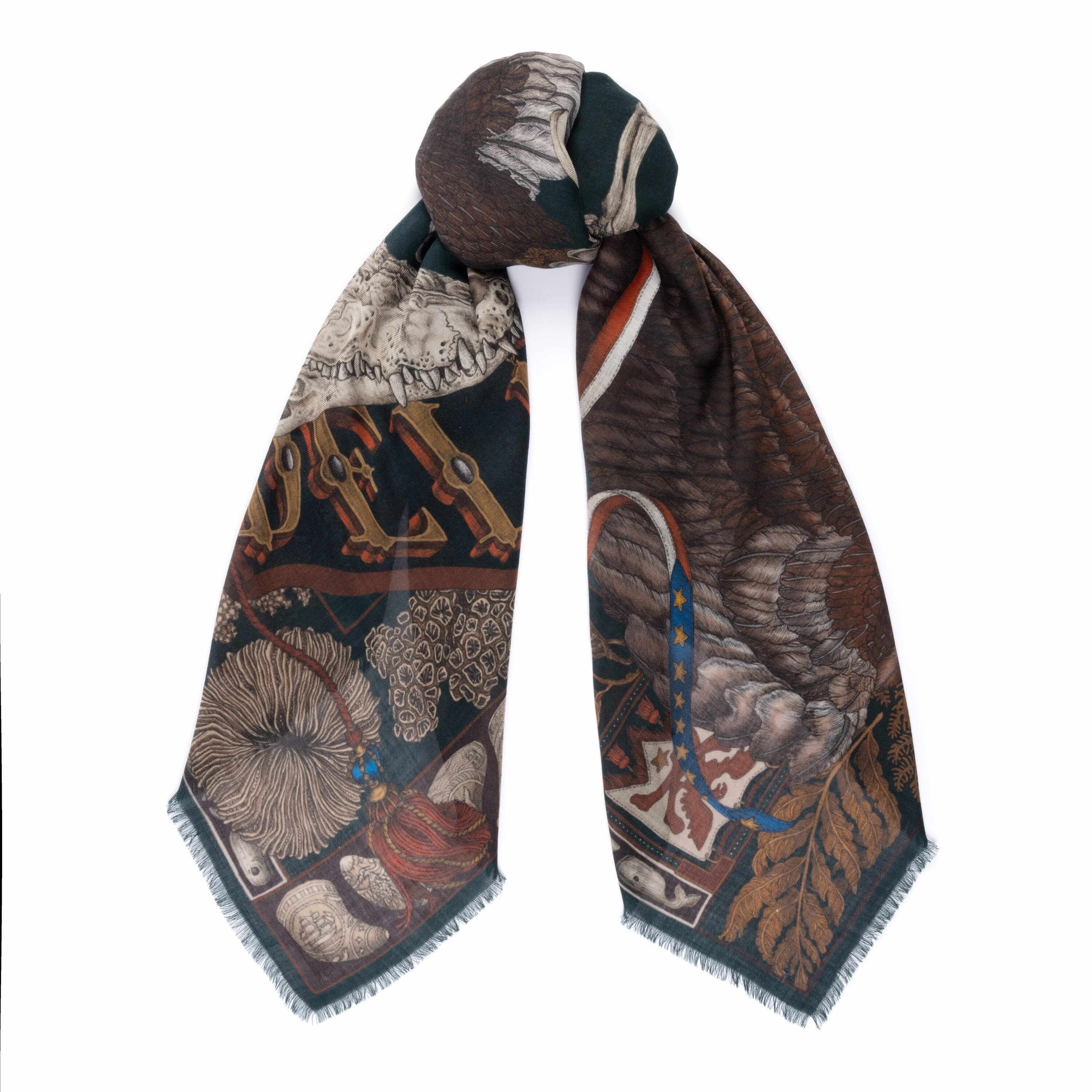 The Scrimshaw Skeleton Cashmere Shawl in Kelp Canvas | Sabina Savage