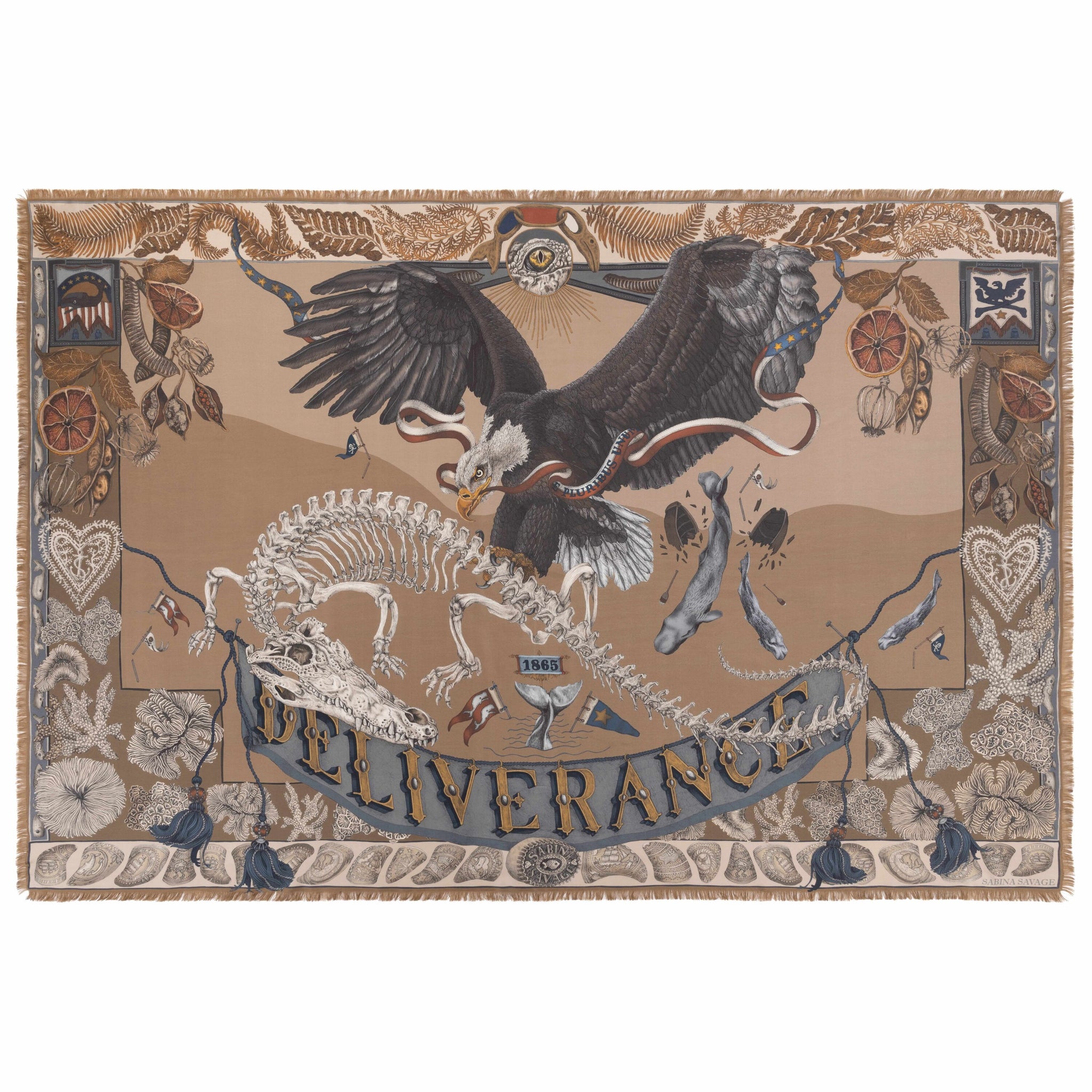 The Scrimshaw Skeleton Silk Twill Shawl in Kelp Canvas | Sabina Savage