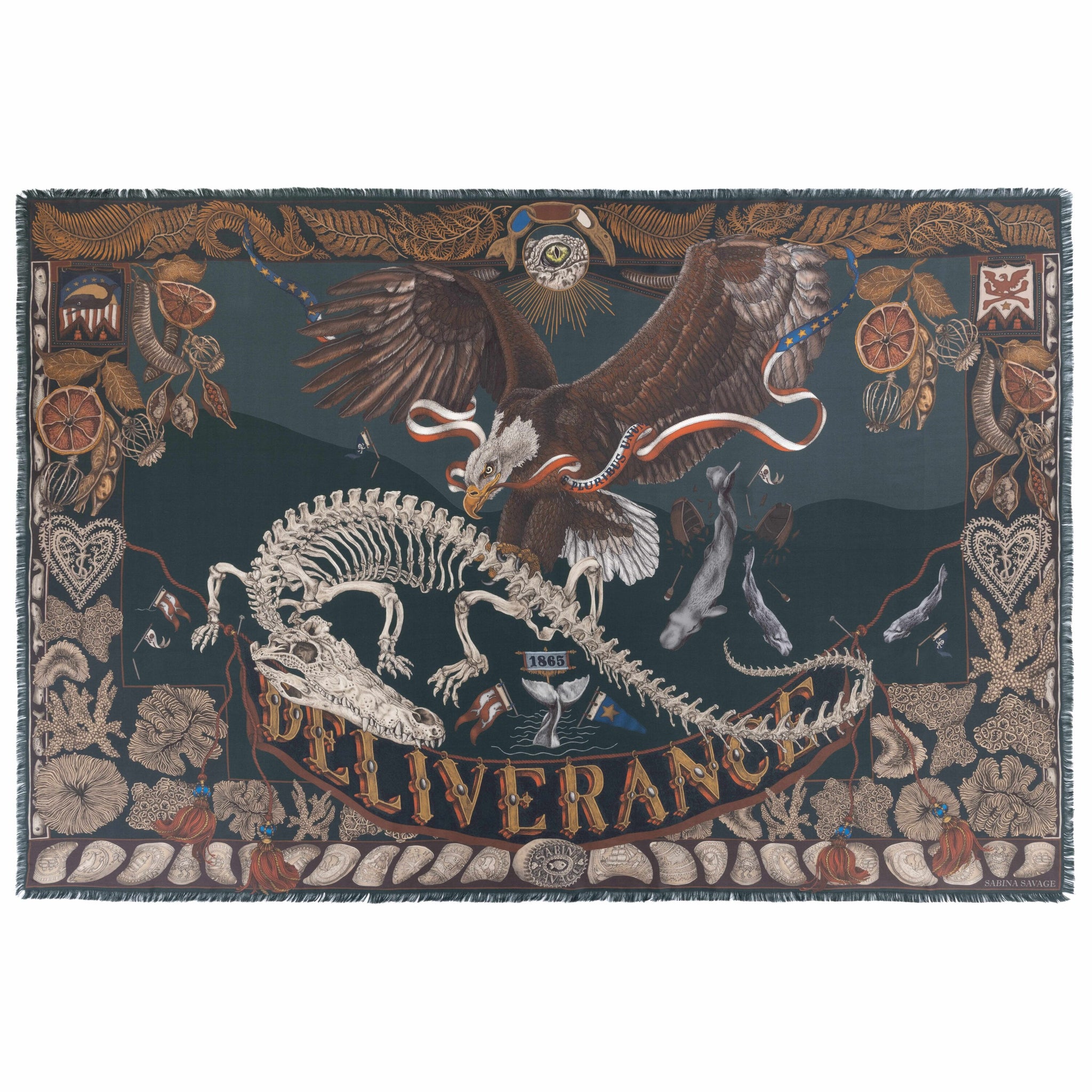 The Scrimshaw Skeleton Silk Twill Shawl in Kelp Canvas | Sabina Savage