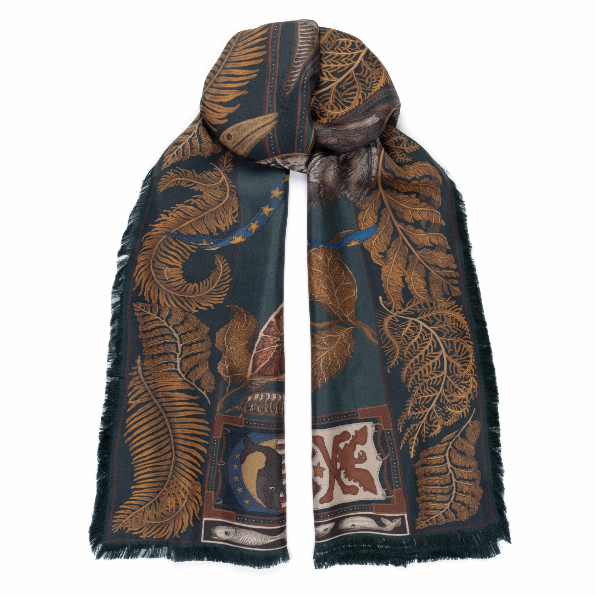 The Scrimshaw Skeleton Silk Twill Shawl in Kelp Canvas | Sabina Savage