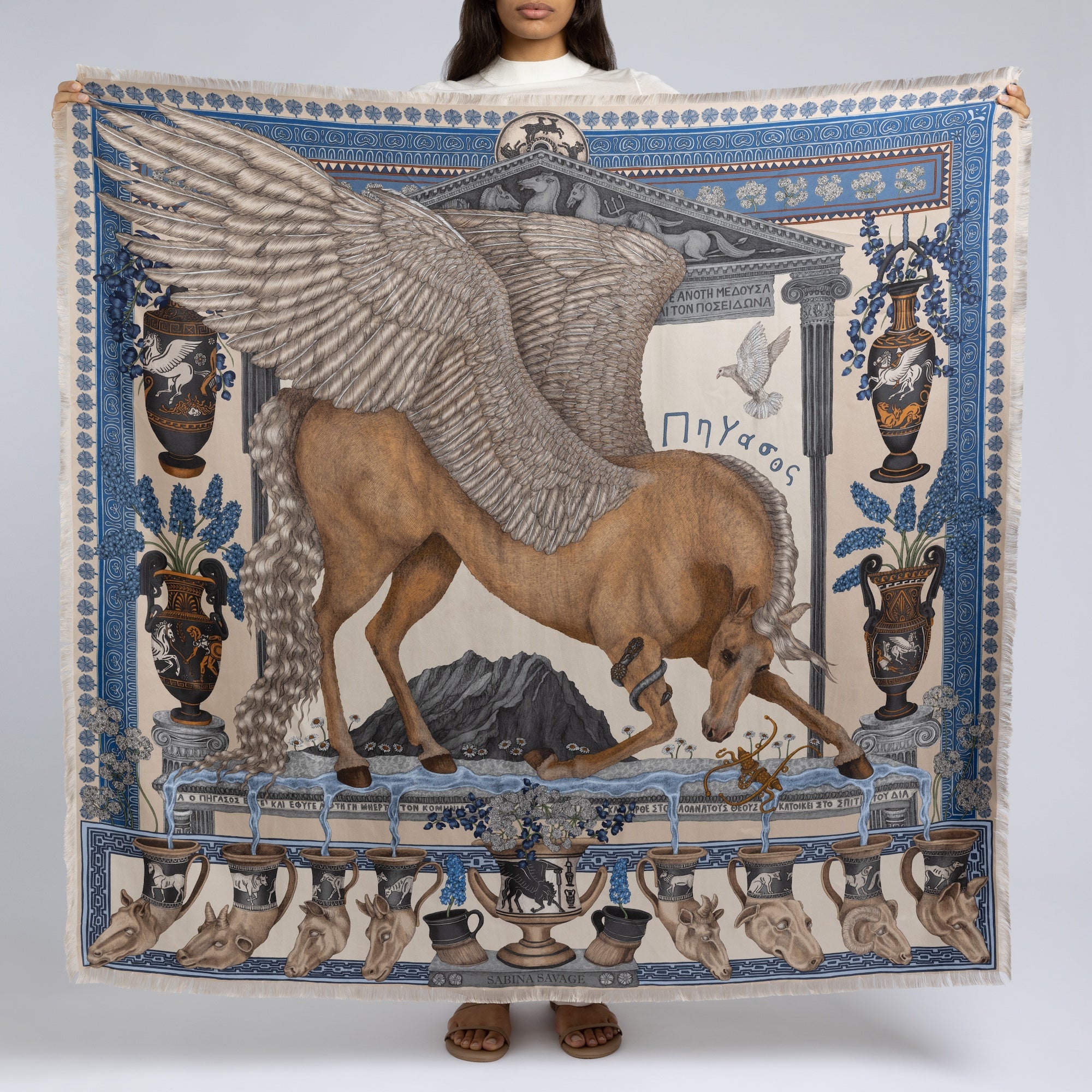 The Temple of Pegasus Silk Twill Shawl 135 – Sabina Savage