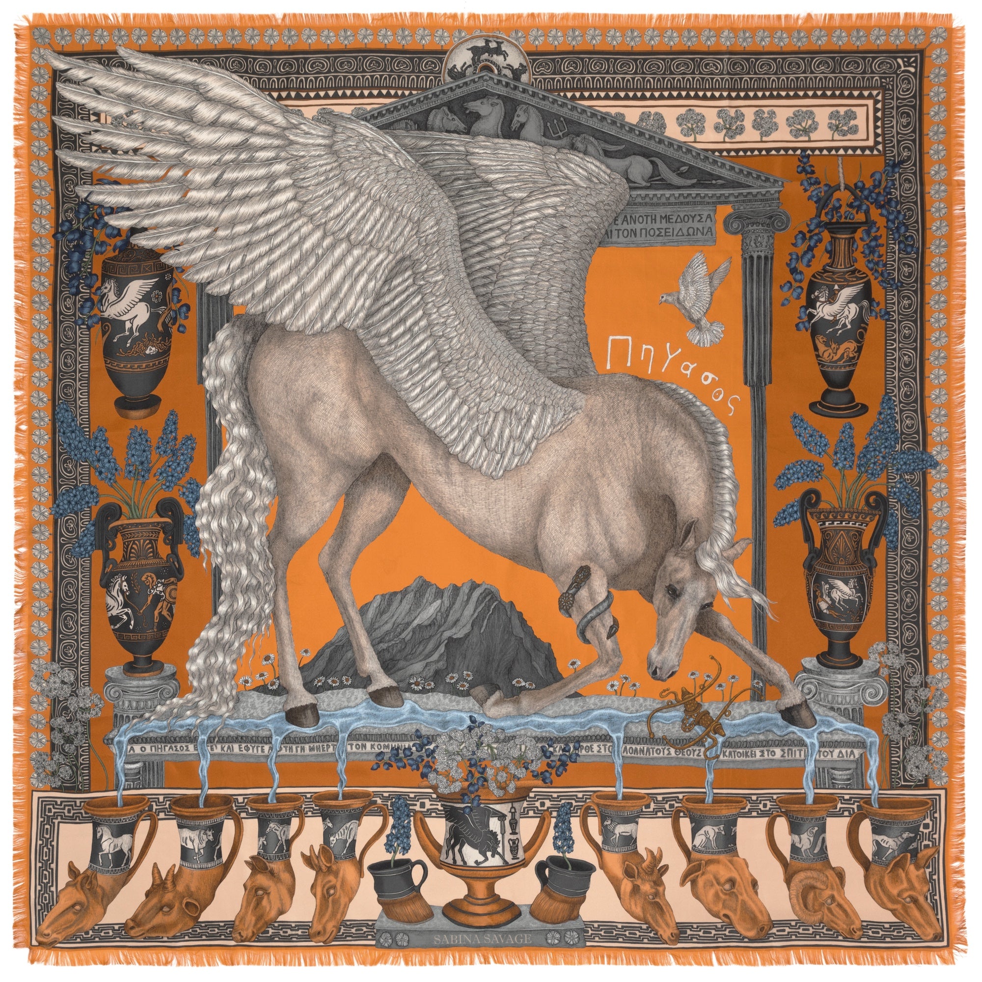 The Temple of Pegasus Silk Twill Shawl 135 – Sabina Savage