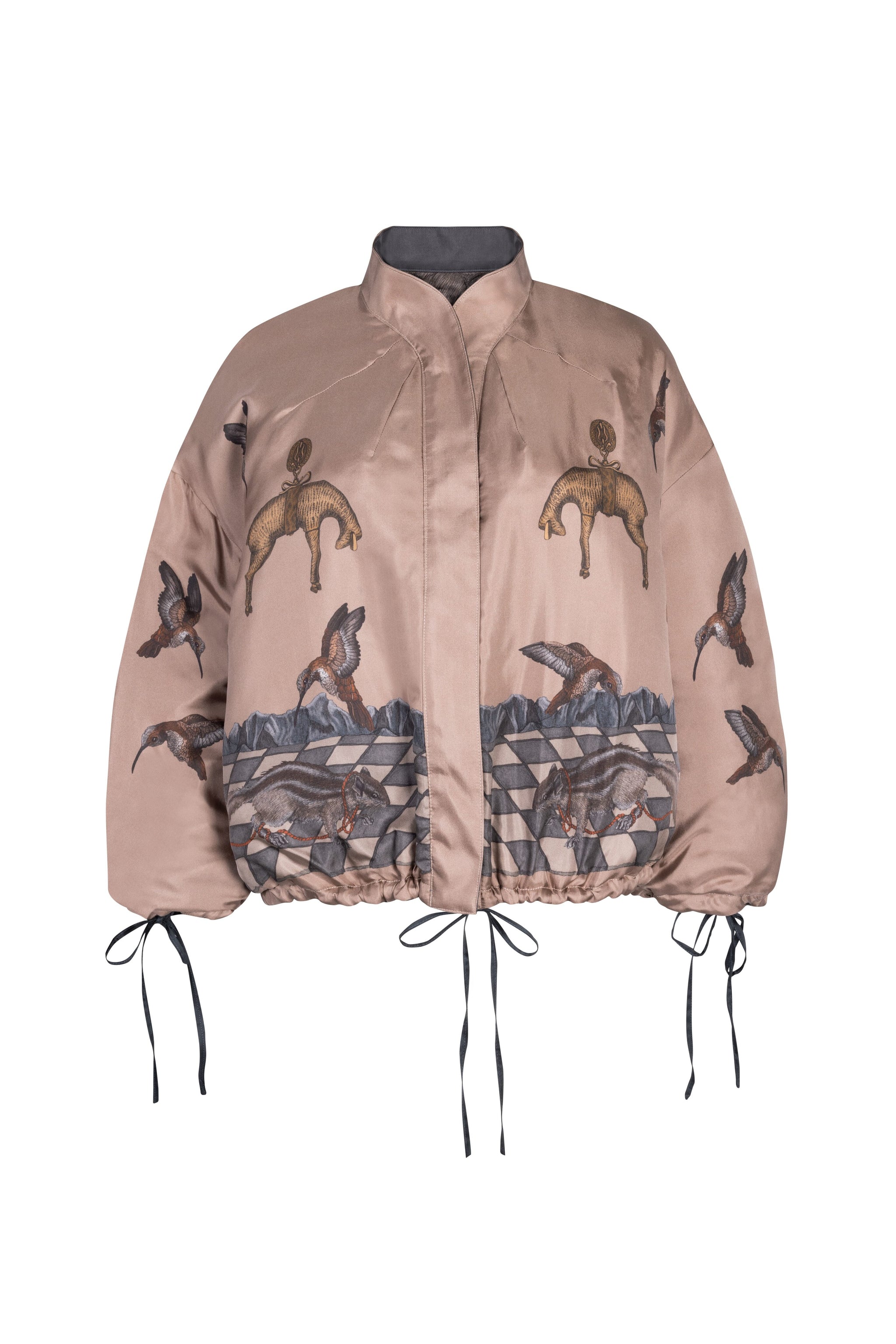 The Wolf You Feed Reversible Bomber Jacket in Gunmetal Gloaming