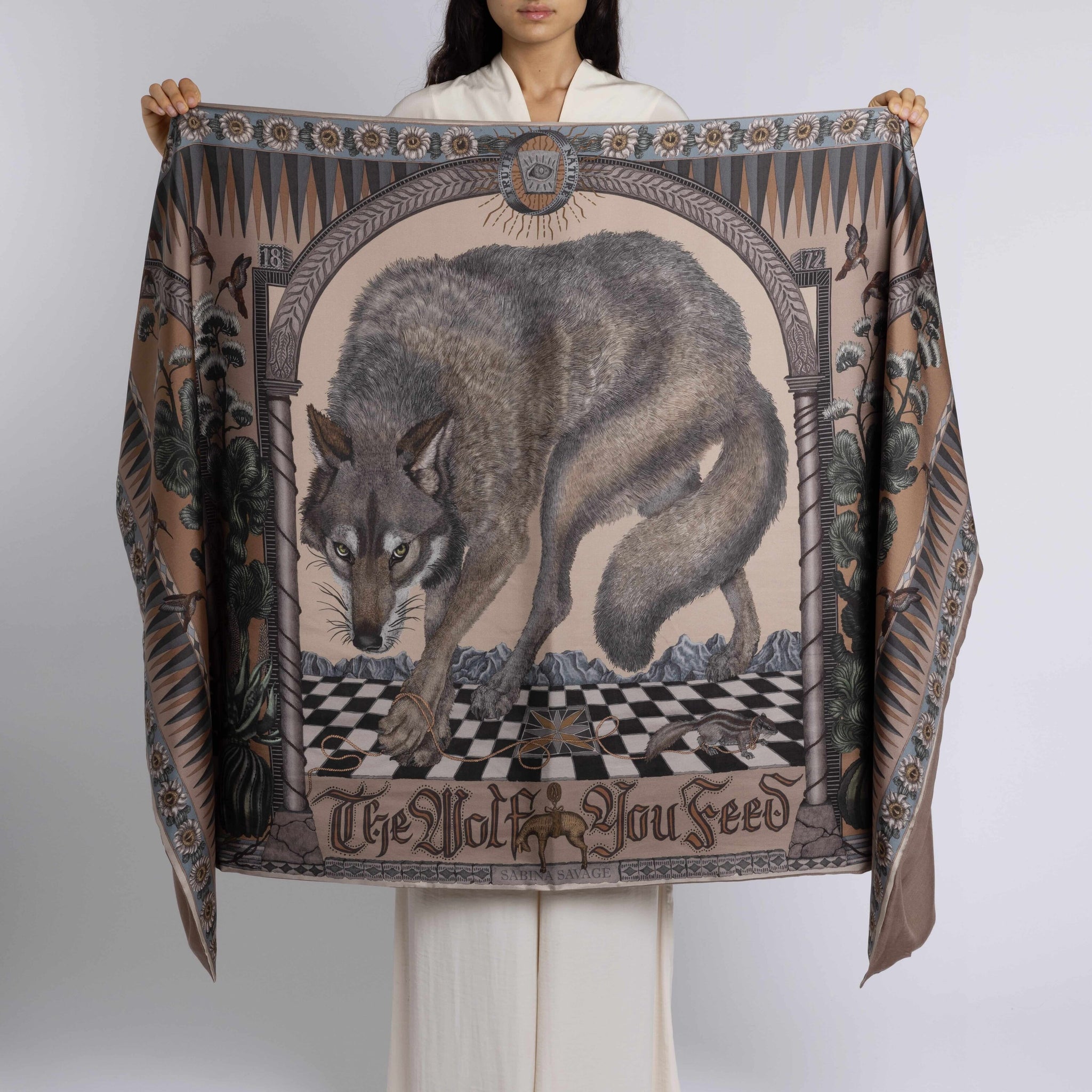 The Wolf You Feed Cashmere-Lined Stole in Desert Dawn | Sabina Savage