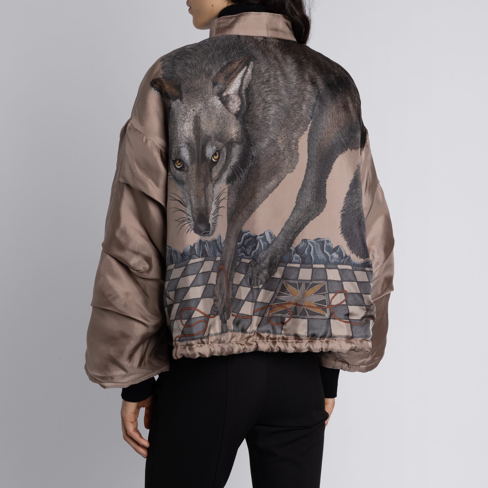 The Wolf You Feed Reversible Bomber Jacket in Gunmetal Gloaming