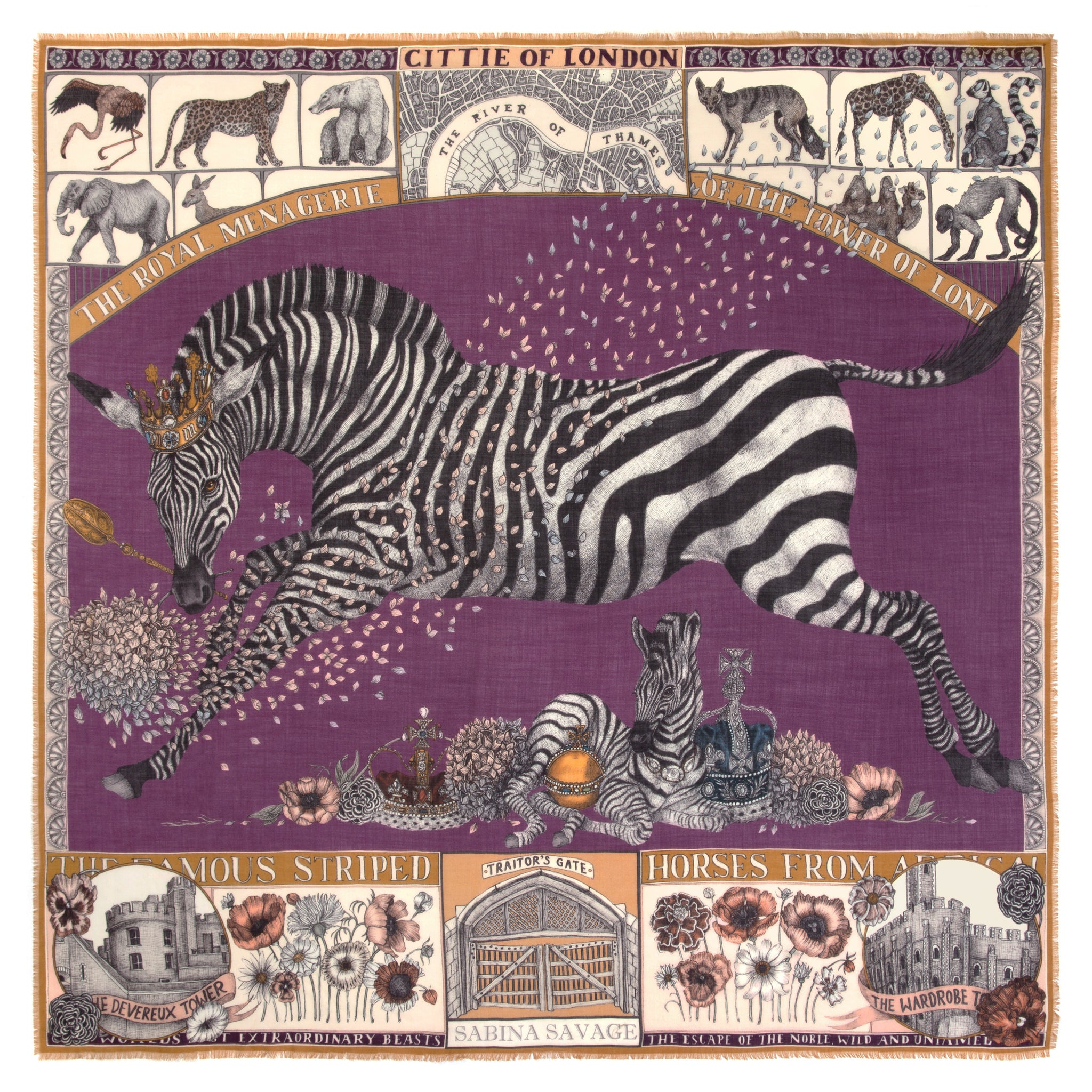 The Royal Striped Horses Cashmere Shawl 135 – Sabina Savage