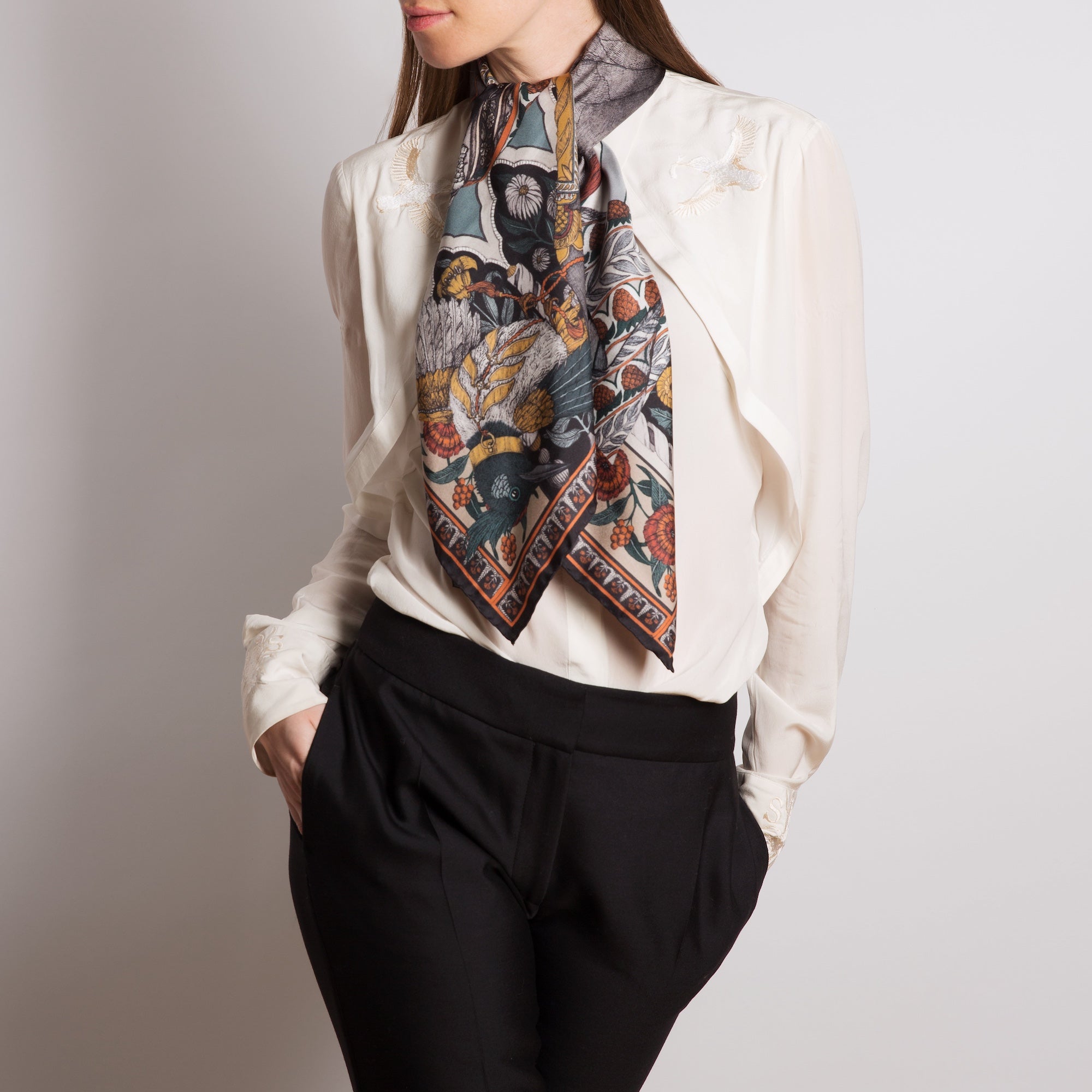 Tipu's Hound Silk Twill Scarf 90 – Sabina Savage