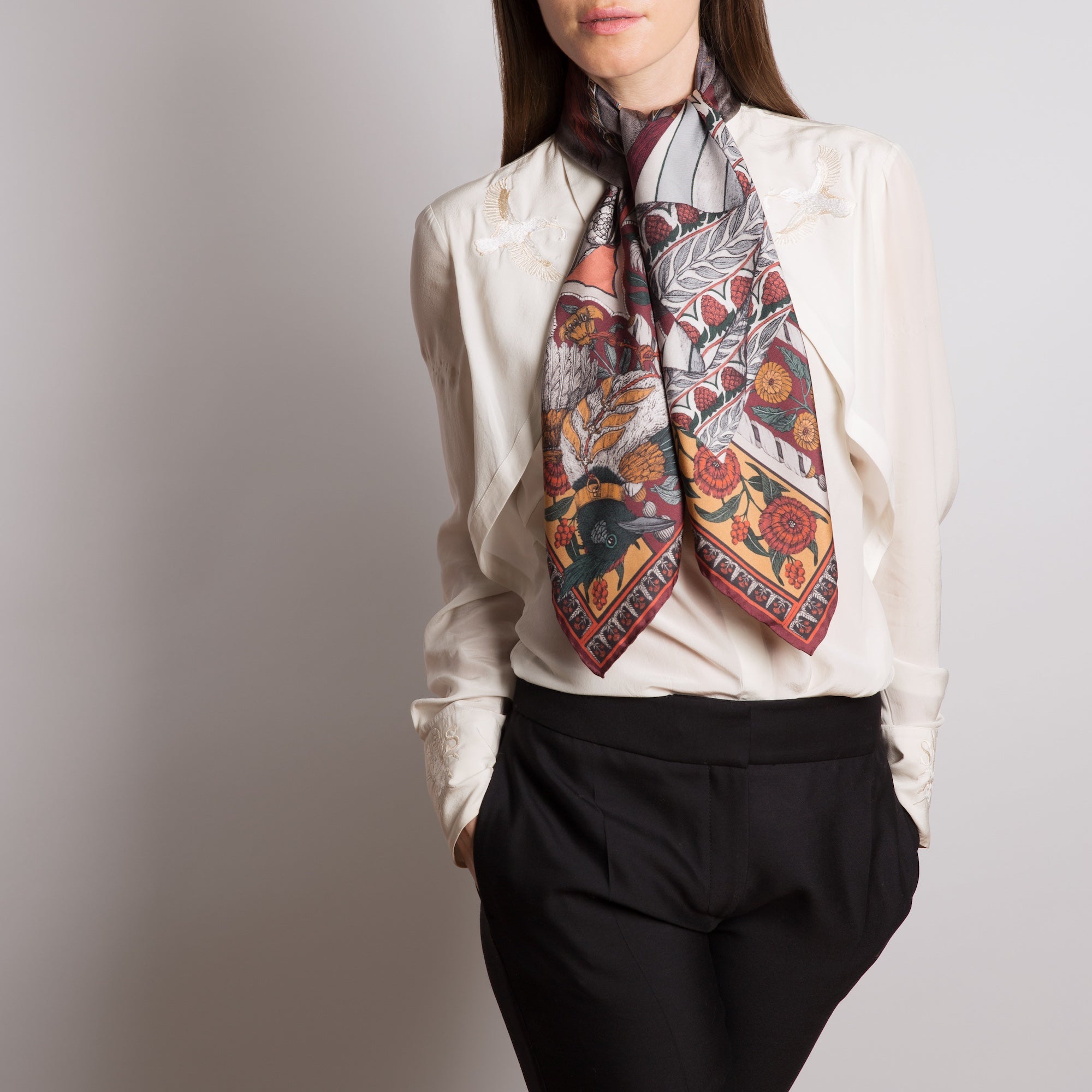 Tipu's Hound Silk Twill Scarf 90 – Sabina Savage