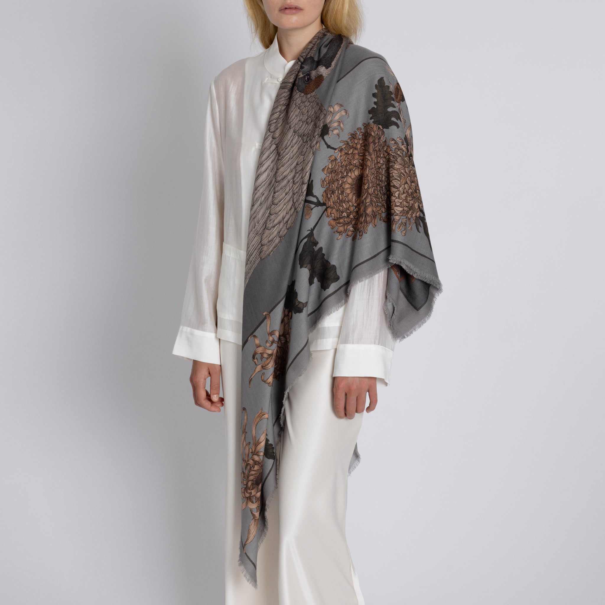 Wind Dancer, Heaven Caller Wool Silk Shawl 135 – Sabina Savage
